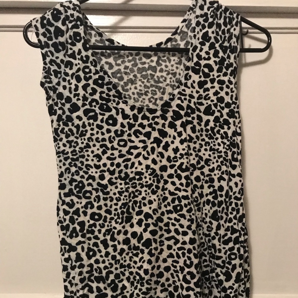 Zara Black and White Sleeveless Top Animal Print S